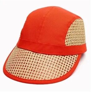 Rag & Bone Packable Visor Women's‎ Red Woven Straw Design Sun Hat